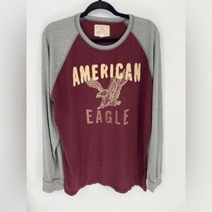 American Eagle Vintage Long Sleeve Embroidered Shirt Size XL